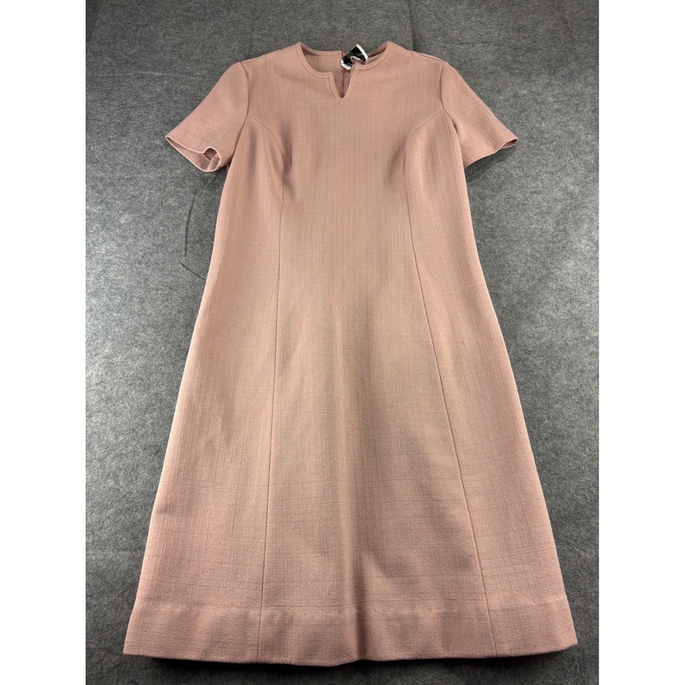 VTG Sz S? Butte Knit Pink Short Sleeve Shift Dress ILGWU 1960s Mod A-Line Retro